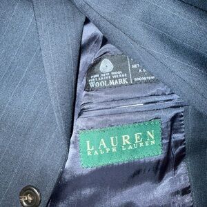 Lauren Ralph Lauren Men Navy Pinstripe Wool Suit Blazer Jacket Sport Coat 44R